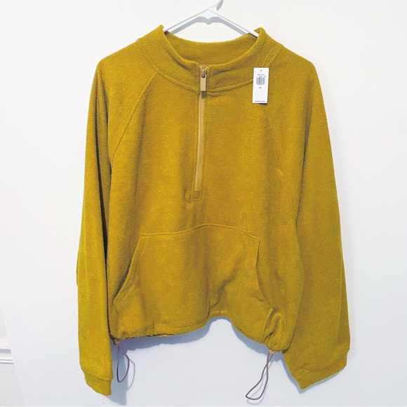 NWT OLD NAVY Mustard Cropped Active 1/4 Zip XL - Picture 3 of 7